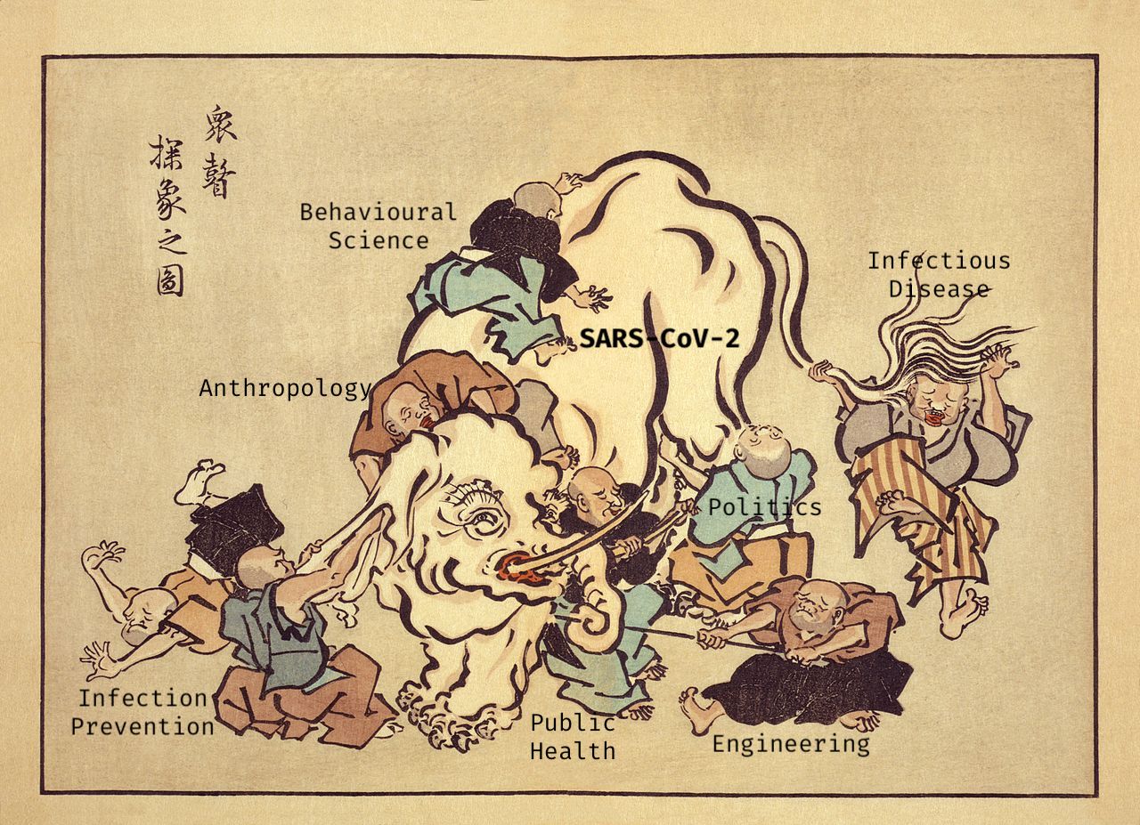 blind monks examining elephant print