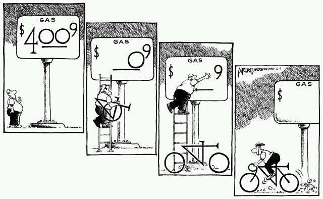 Man sees sign for $4009 gas price and takes the numbers off separately to fashion a bicycle